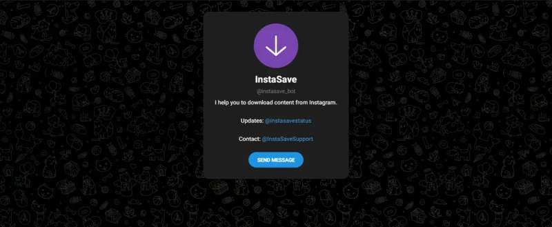 اسکرین شات از صفحه تلگرام ربات دانلود از اینستاگرام instasave_bot